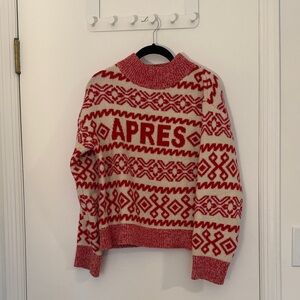 a new day Red and Cream Patterned Turtleneck Sweater